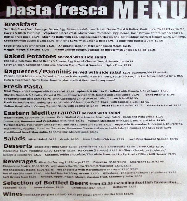 Pasta Fresca Deli Menu, Menu for Pasta Fresca Deli, Old Town, Edinburgh