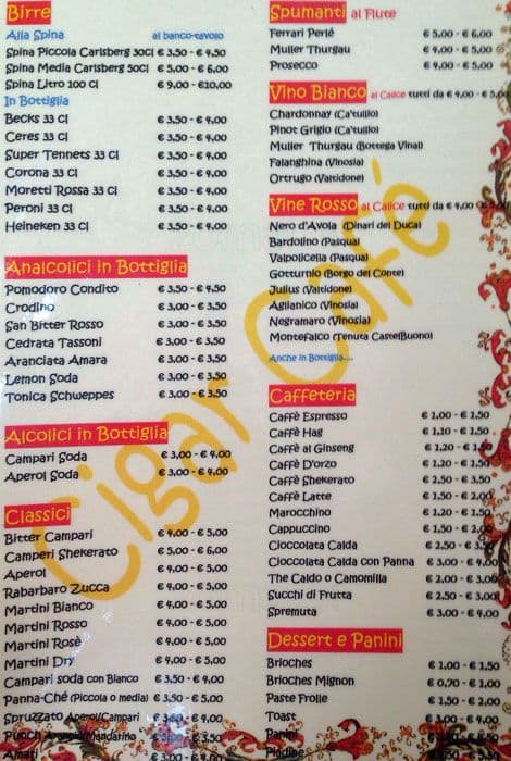 Menu di Cigar Cafè 