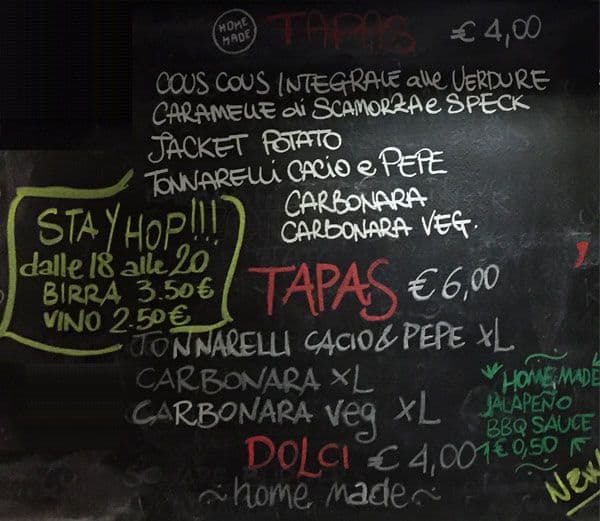 Menu di Hopificio 