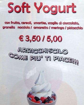 Menu di Violarosso gelateria 