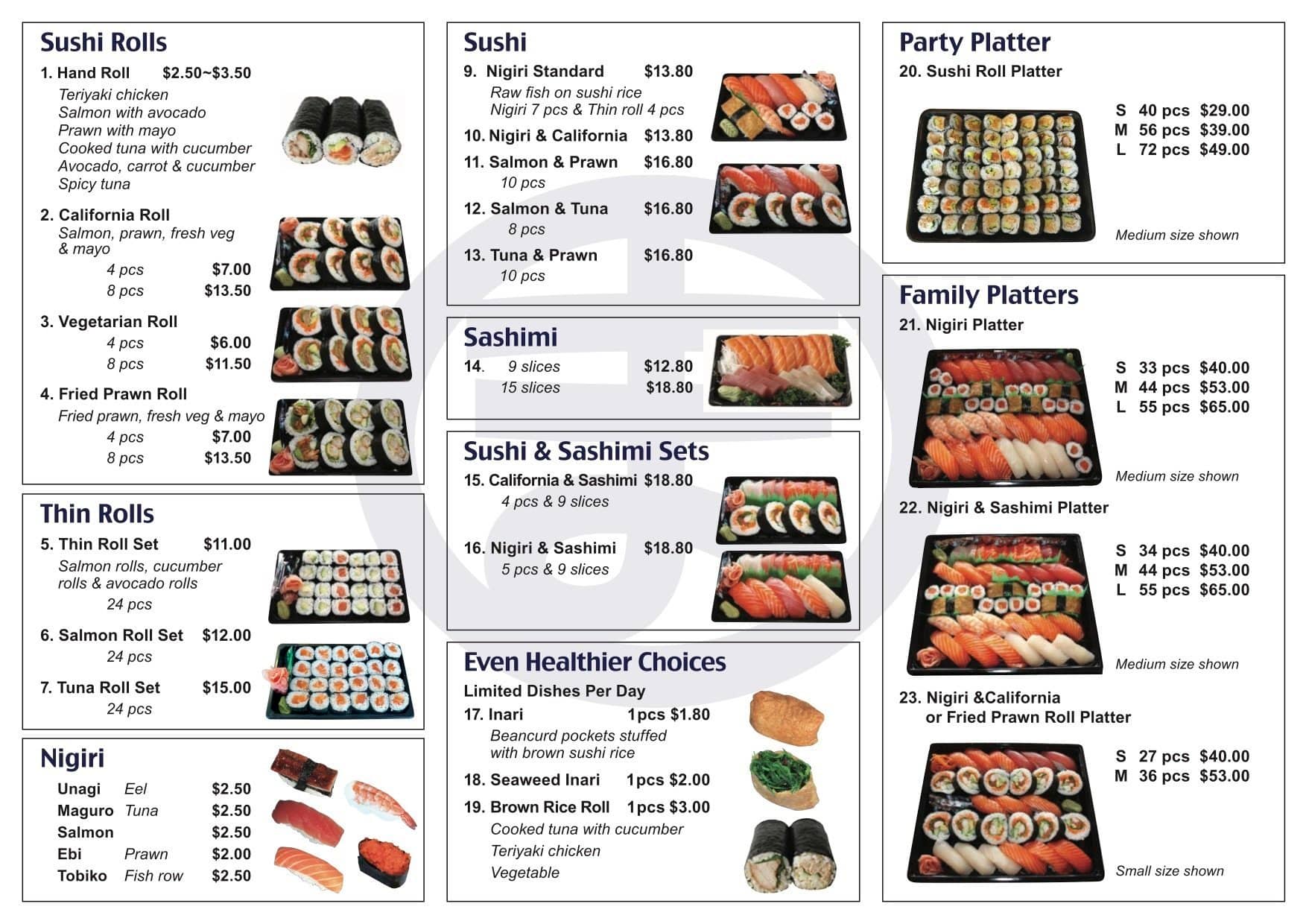Menu at Maki Sushi restaurant, Eltham