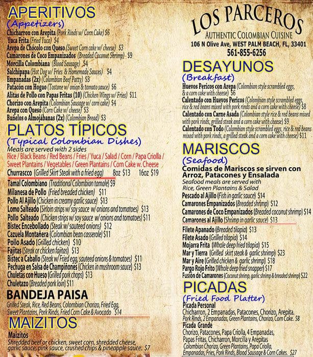Los Parceros Colombian Cuisine Menu Urbanspoon/Zomato