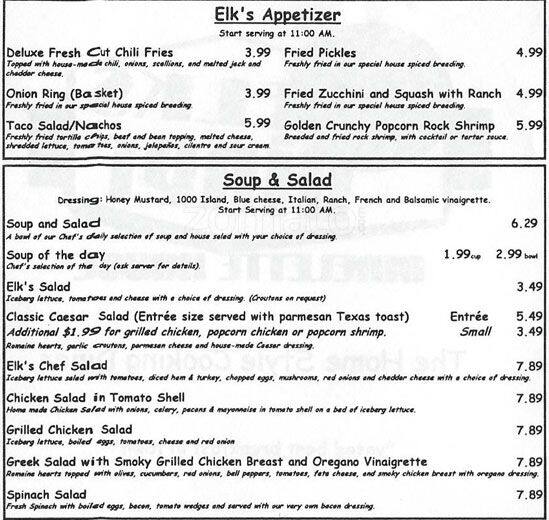 Elk's Diner Menu, Menu for Elk's Diner, Burleson, Burleson Urbanspoon