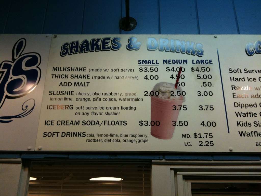 Menu at Mr. Frosty's Ice Cream Shop pub & bar, Norwalk