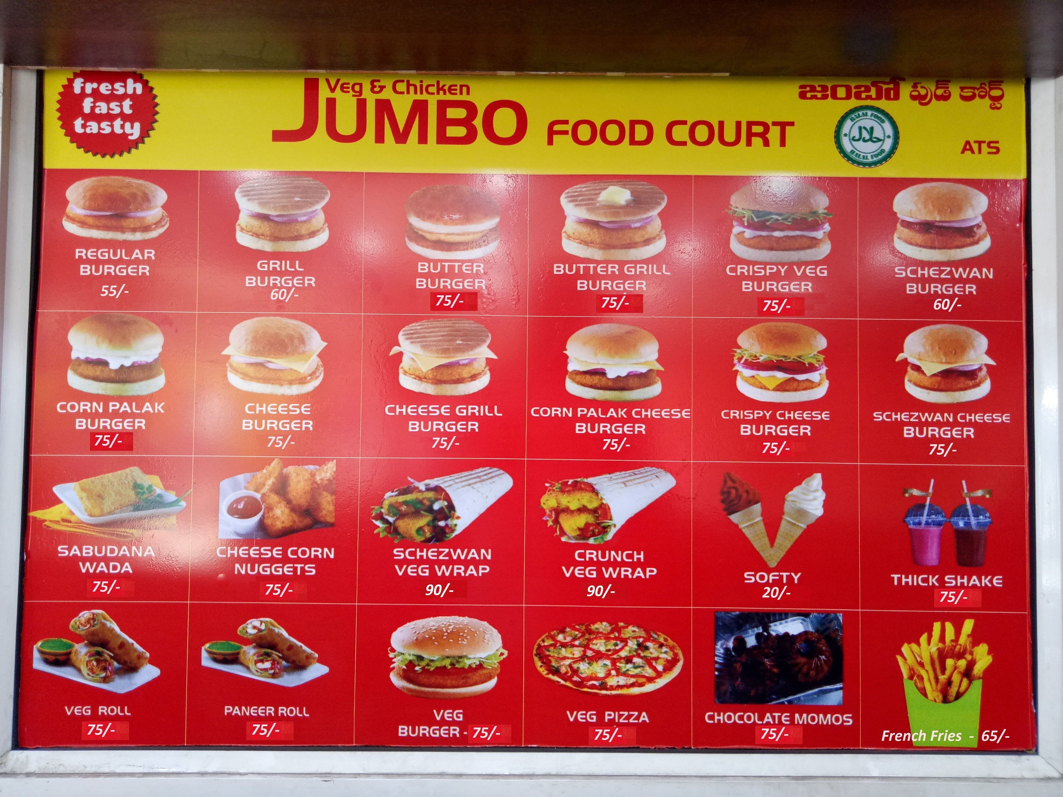 Jumbo Food Court Menu, Menu for Jumbo Food Court, Khairatabad