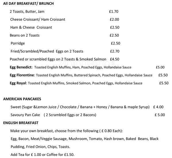 Menu at Jasmine restaurant, London, 115 Northfield Avenue