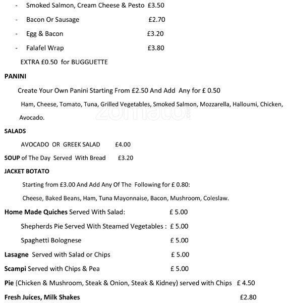 Menu at Jasmine restaurant, London, 115 Northfield Avenue