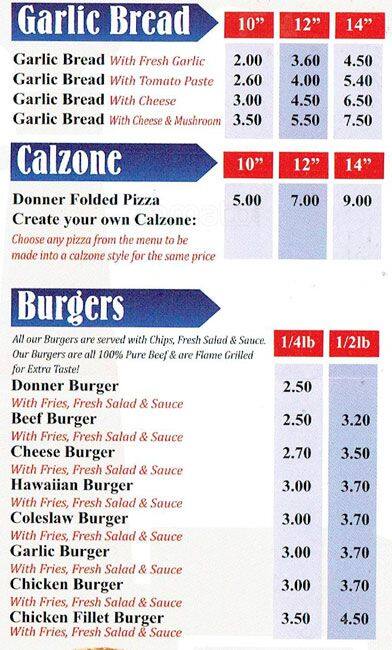 Pizza Factory menu