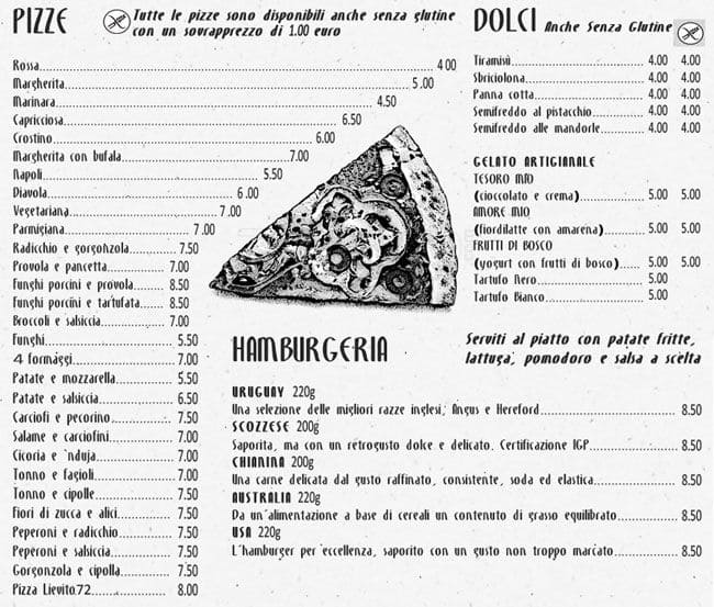 Menu di Lievito72 