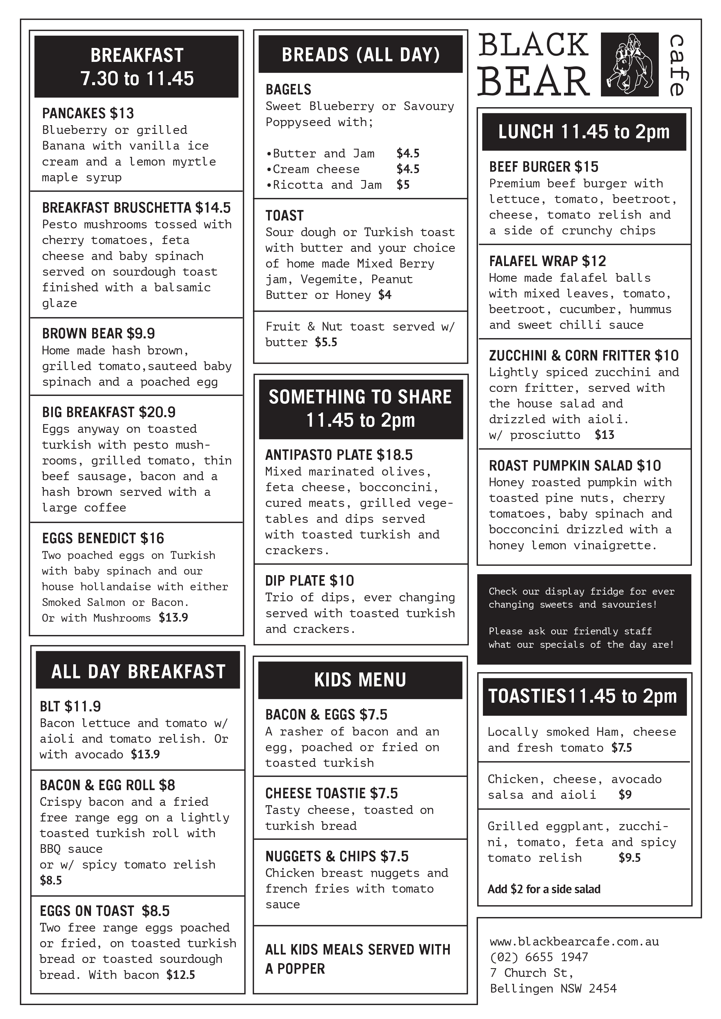 black bear diner menu prices