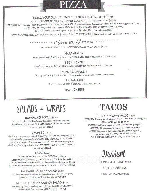 Joe's menu