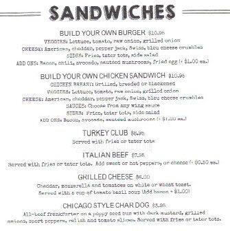 Joe's menu