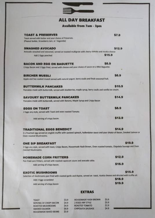 One Sip Coffee Menu, Menu For One Sip Coffee, Te Atatu South, Auckland 