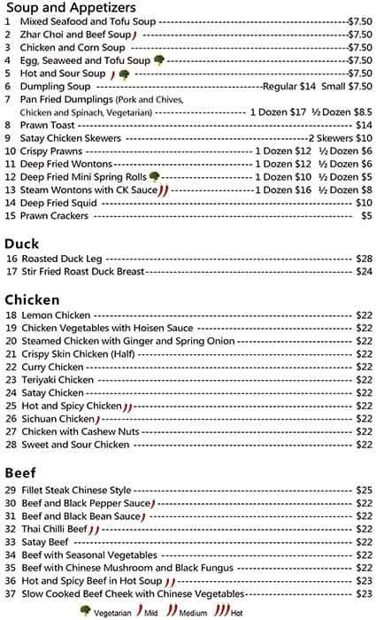 The China Kitchen Menu Menu For The China Kitchen Papanui Christchurch