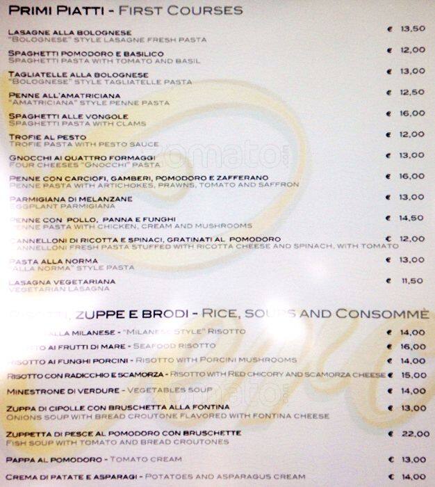 Menu di Caffè Mercanti 