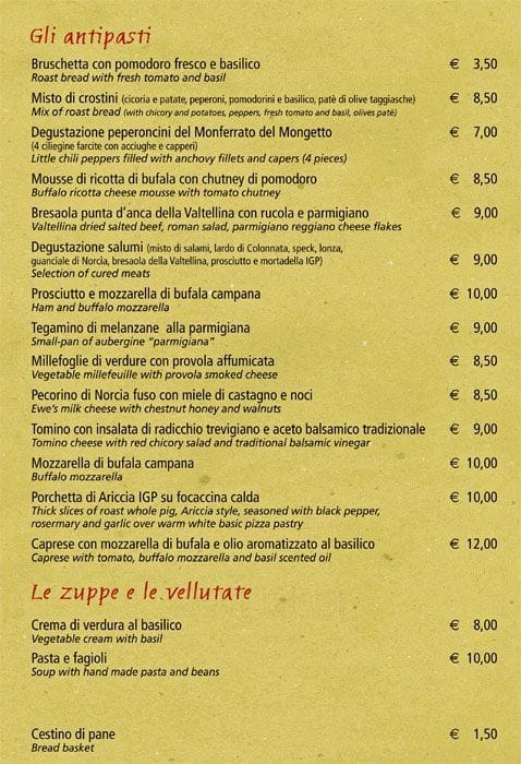 Menu di Il Brillo Parlante 