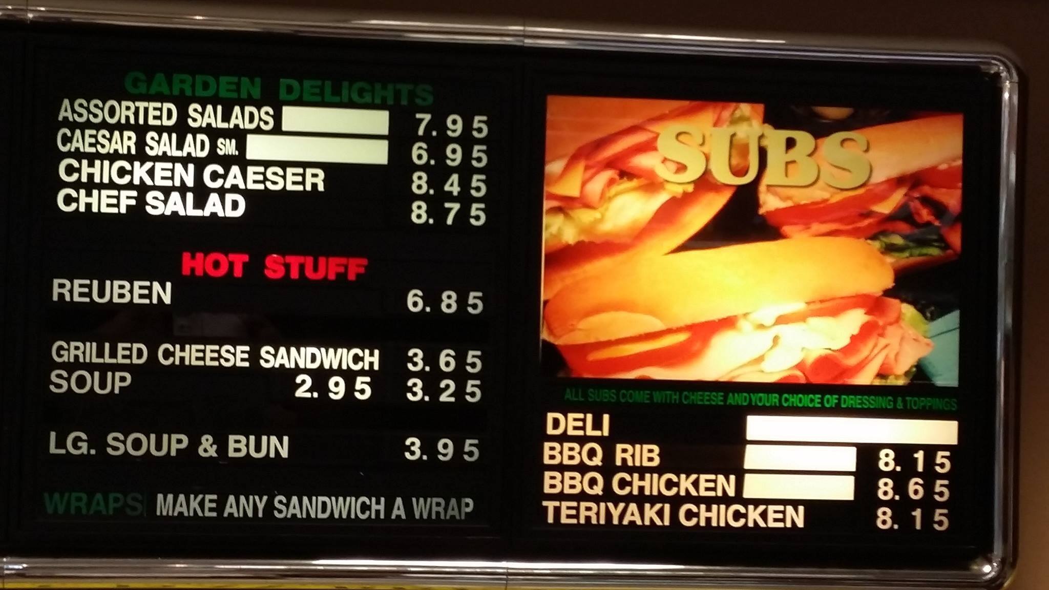 Sandwich Tree menu