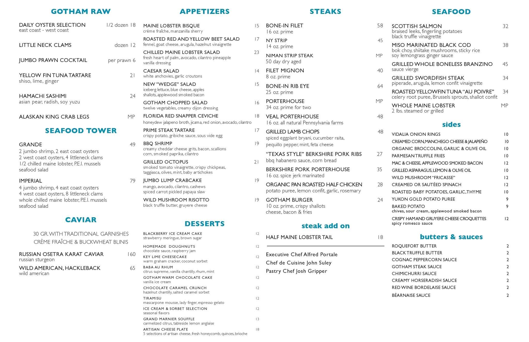 Gotham Steak Menu, Menu for Gotham Steak, Miami Beach, Miami