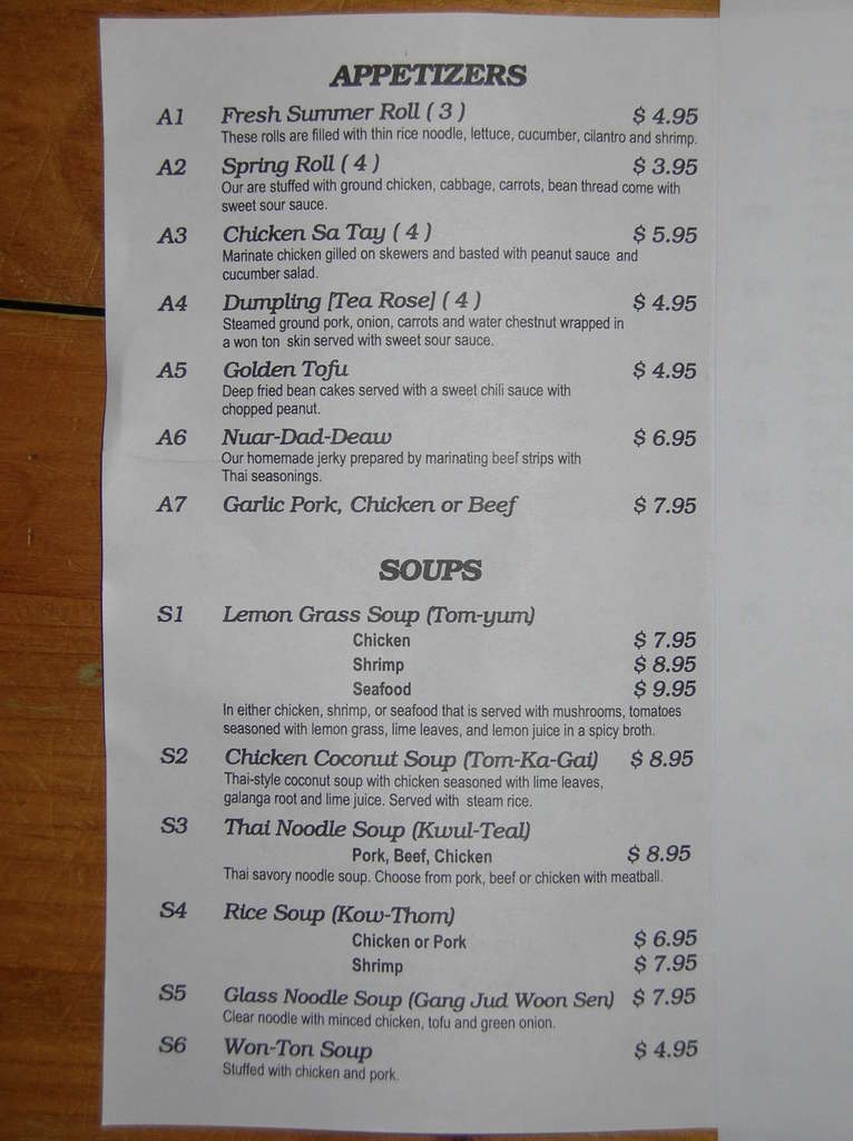Thai Town Menu For Fort Walton Beach Destin Thai Town Menu