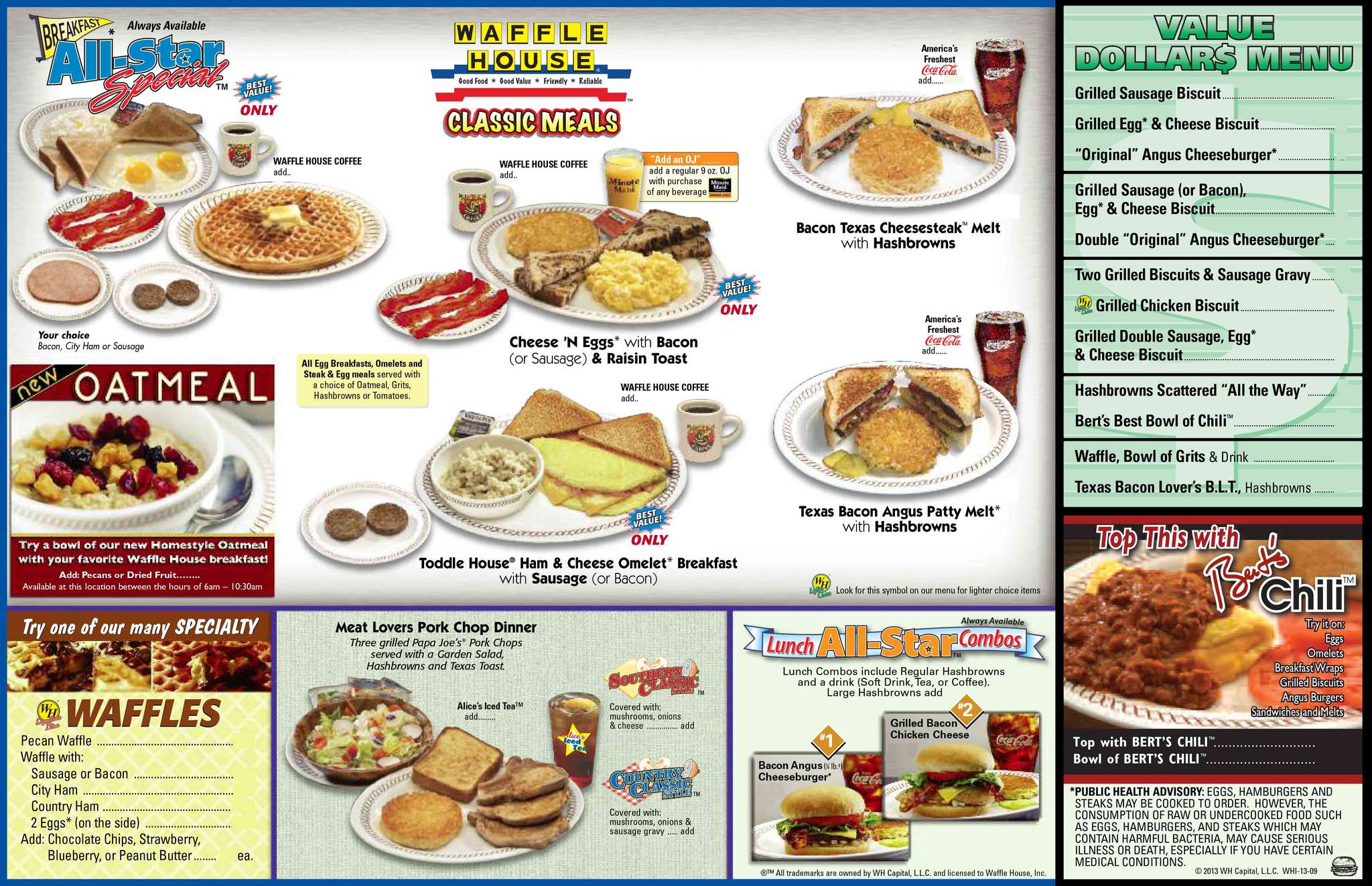 waffle house menu with prices