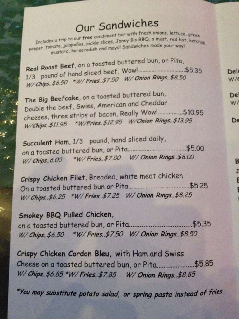 Johnny B's Menu, Menu de Johnny B's, Mankato, Mankato Urbanspoon/Zomato