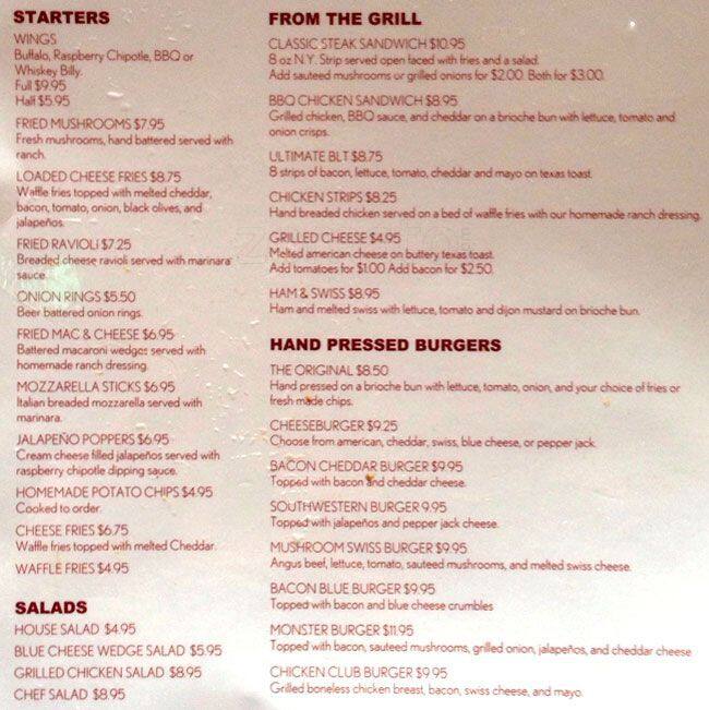 Carta de Outback Saloon
