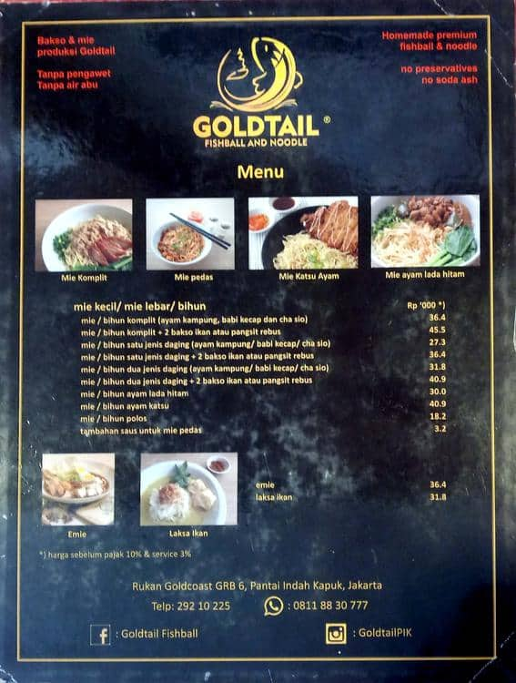 Goldtail Menu Menu For Goldtail Pantai Indah Kapuk