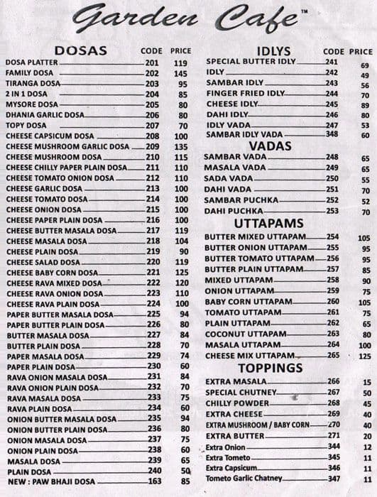 Garden Cafe Menu, Menu for Garden Cafe, Elgin, Kolkata Zomato