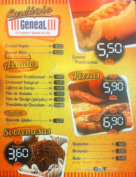 Geneal Botafogo cardápio