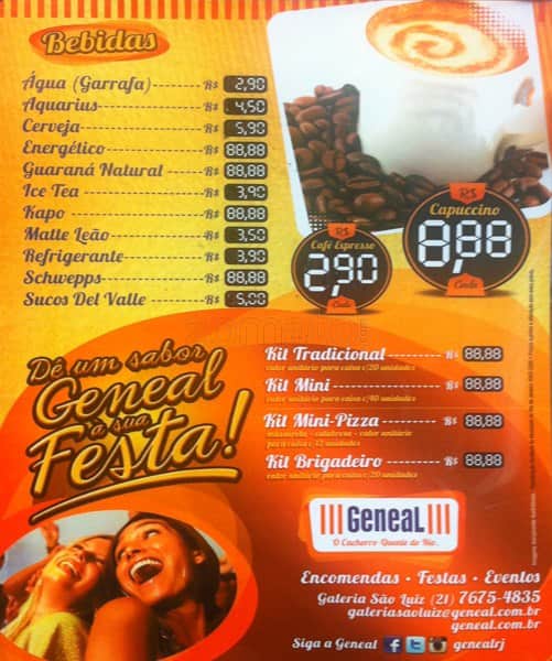 Geneal Botafogo cardápio