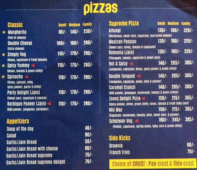 Pizza Zone Menu, Menu for Pizza Zone, Naranpura, Ahmedabad Zomato