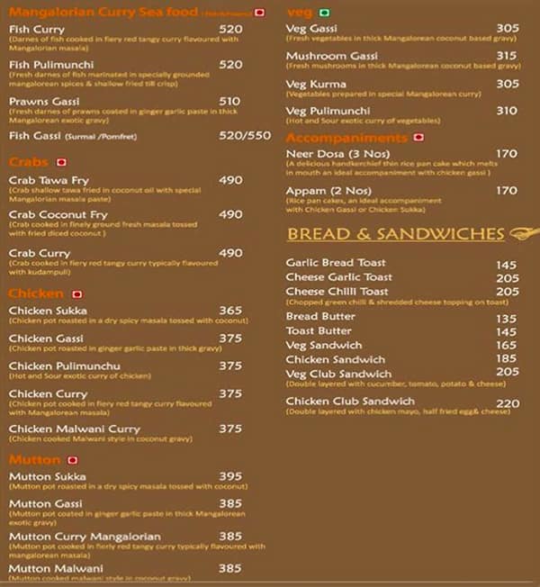 Greenpark menu