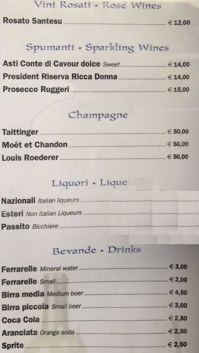 Menu di Il Vascello 