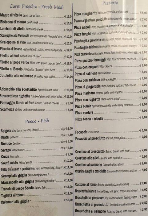 Menu di Il Vascello 