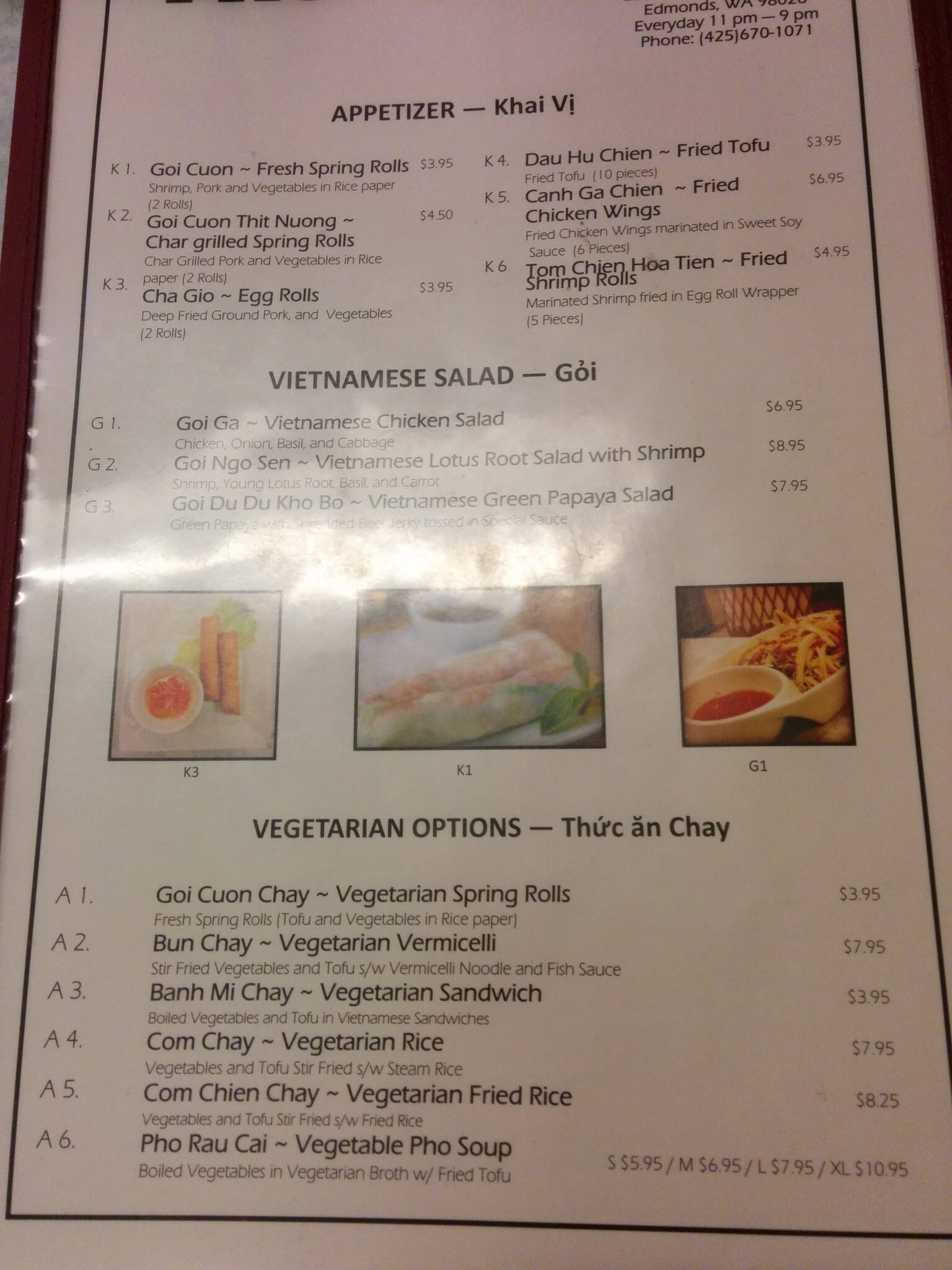 Menu, Menu for Edmonds, Edmonds Urbanspoon/Zomato