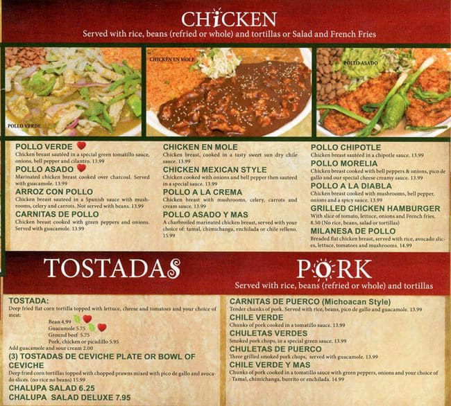 Menu at Tequilas Family restaurant, Evergreen