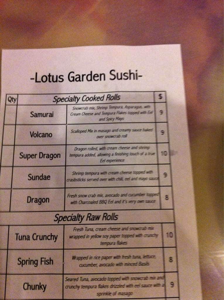 Lotus Garden Restaurant Menu For Lotus Garden Restaurant Lafayette Menu