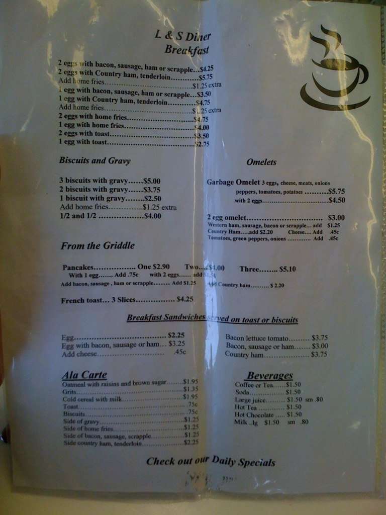 s and l menu