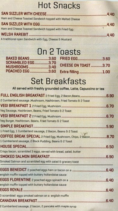 coffee break menu