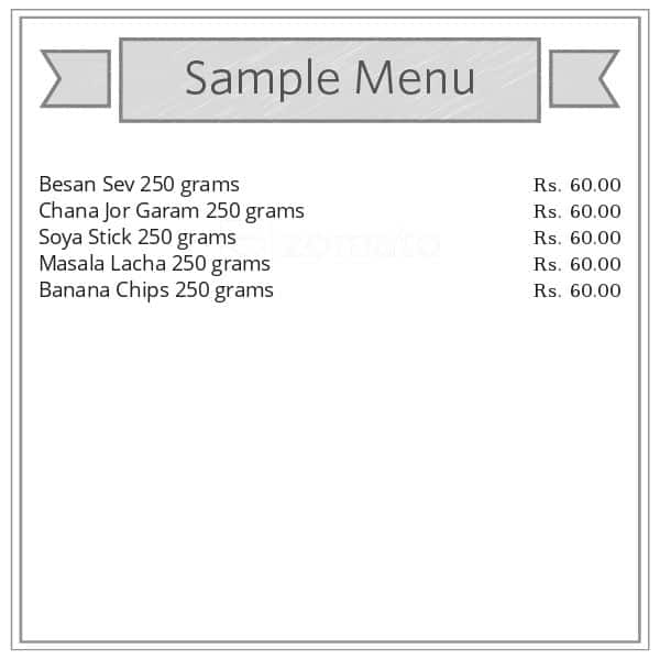 Menu Of Shankar Namkeen Bhandar, Pink City, Jaipur