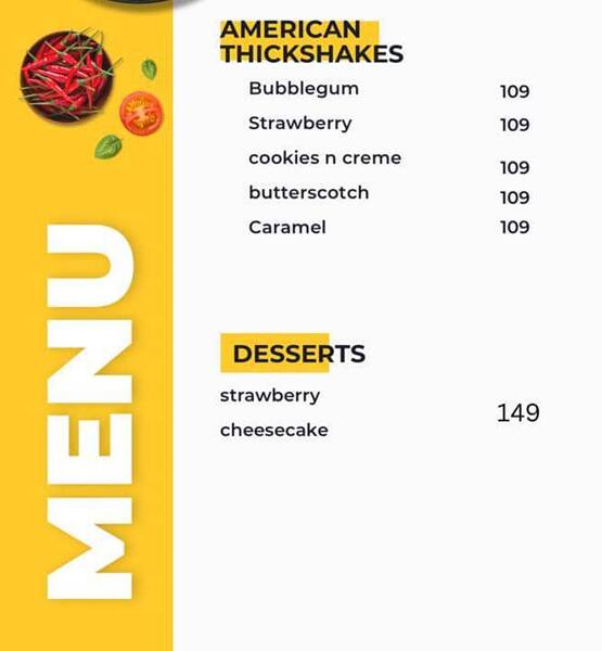 Menu Of The Thickshake Company, Pune-Solapur Road, Pune