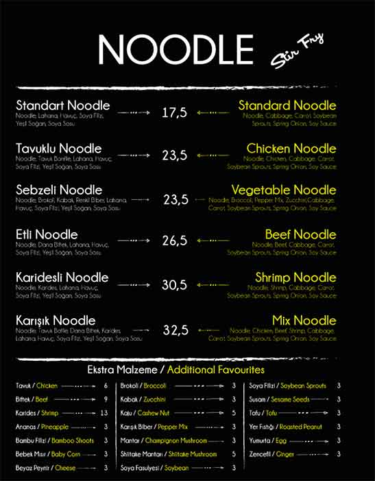 noodle house menu menu for noodle house osmanbey istanbul