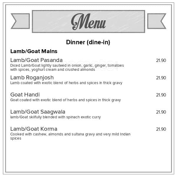 Curry Hut Indian Restaurant & Bar Menu Menumania/Zomato