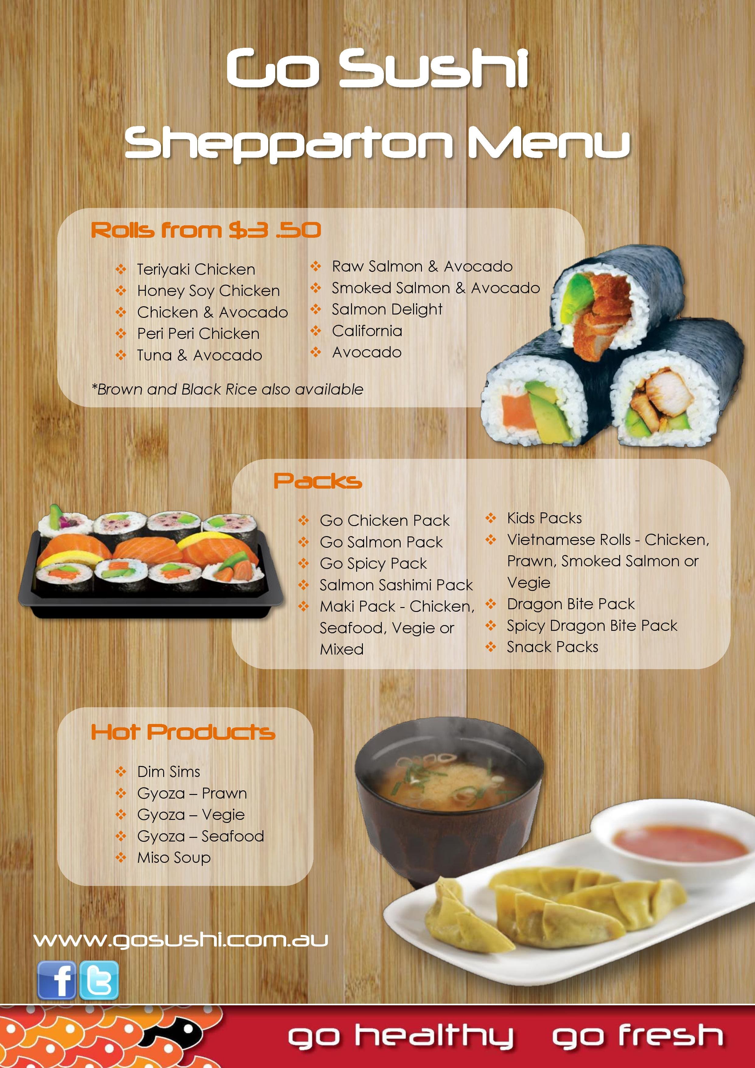 Menu at Go Sushi Shepparton restaurant, Shepparton