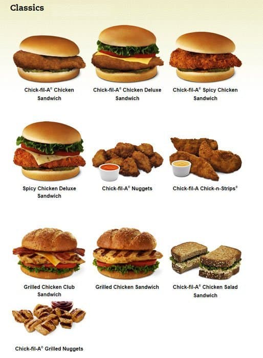 Chick Fil A Printable Menu With Prices