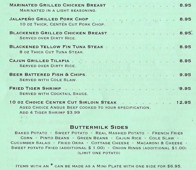 Menu at Buttermilk Cafe, Bedford