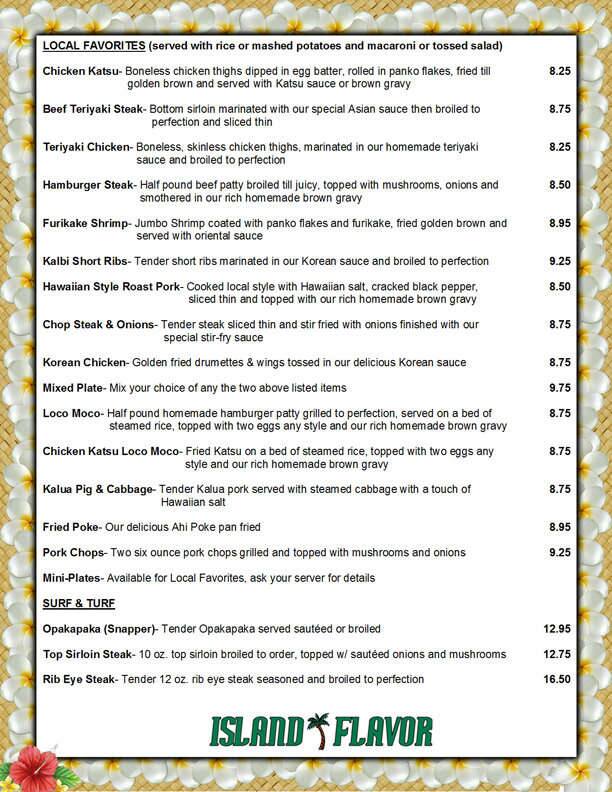 Island flavor las vegas menu