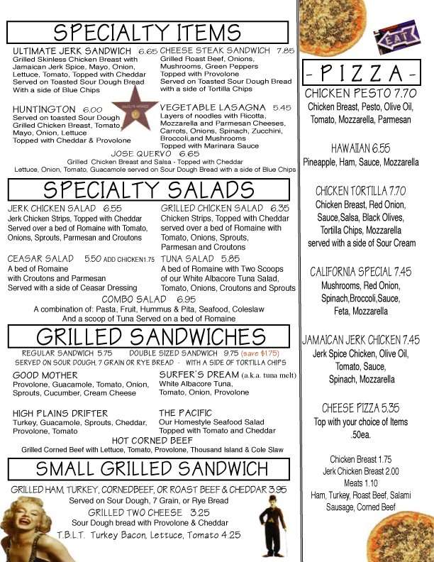 Menu at L. A. Cafe, Waterford Township