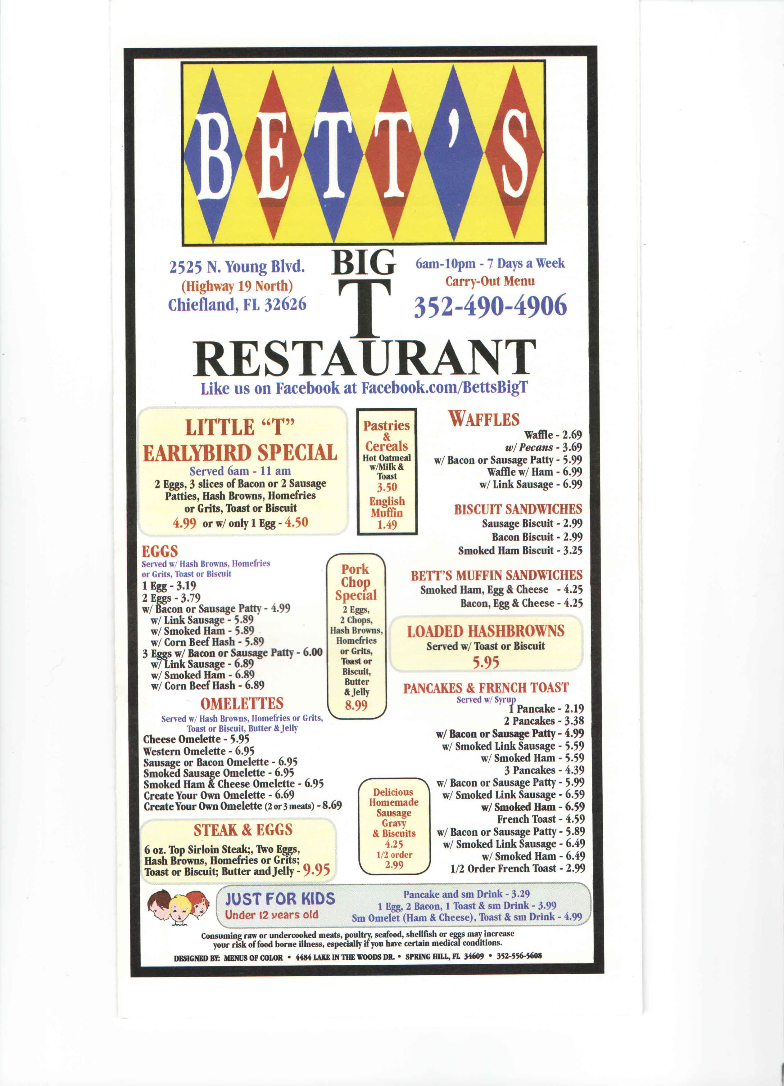 Bett S Big T Restaurant Menu