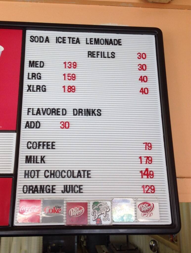 Westside Burger menu